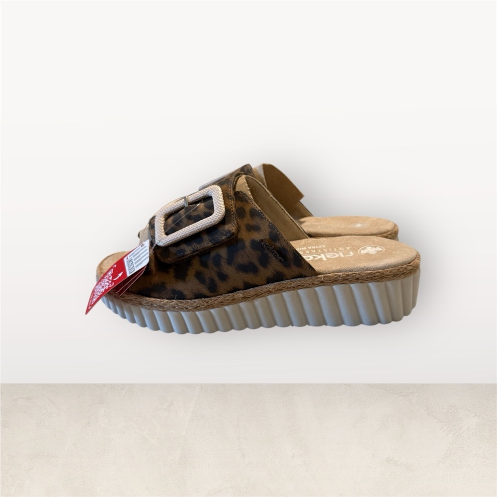 Clarks Leopard Pattern Sandals with Buckle